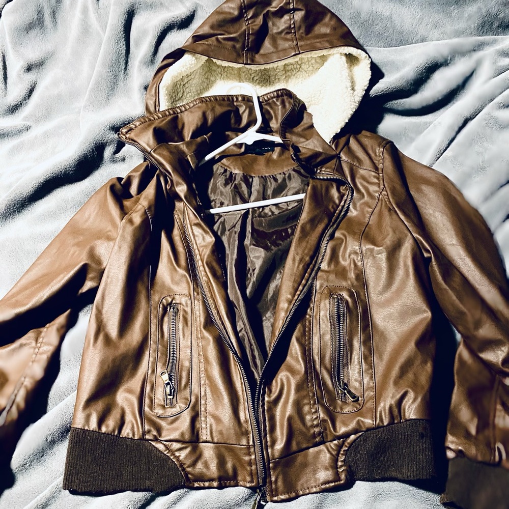 Cute Brown jacket with hood.
